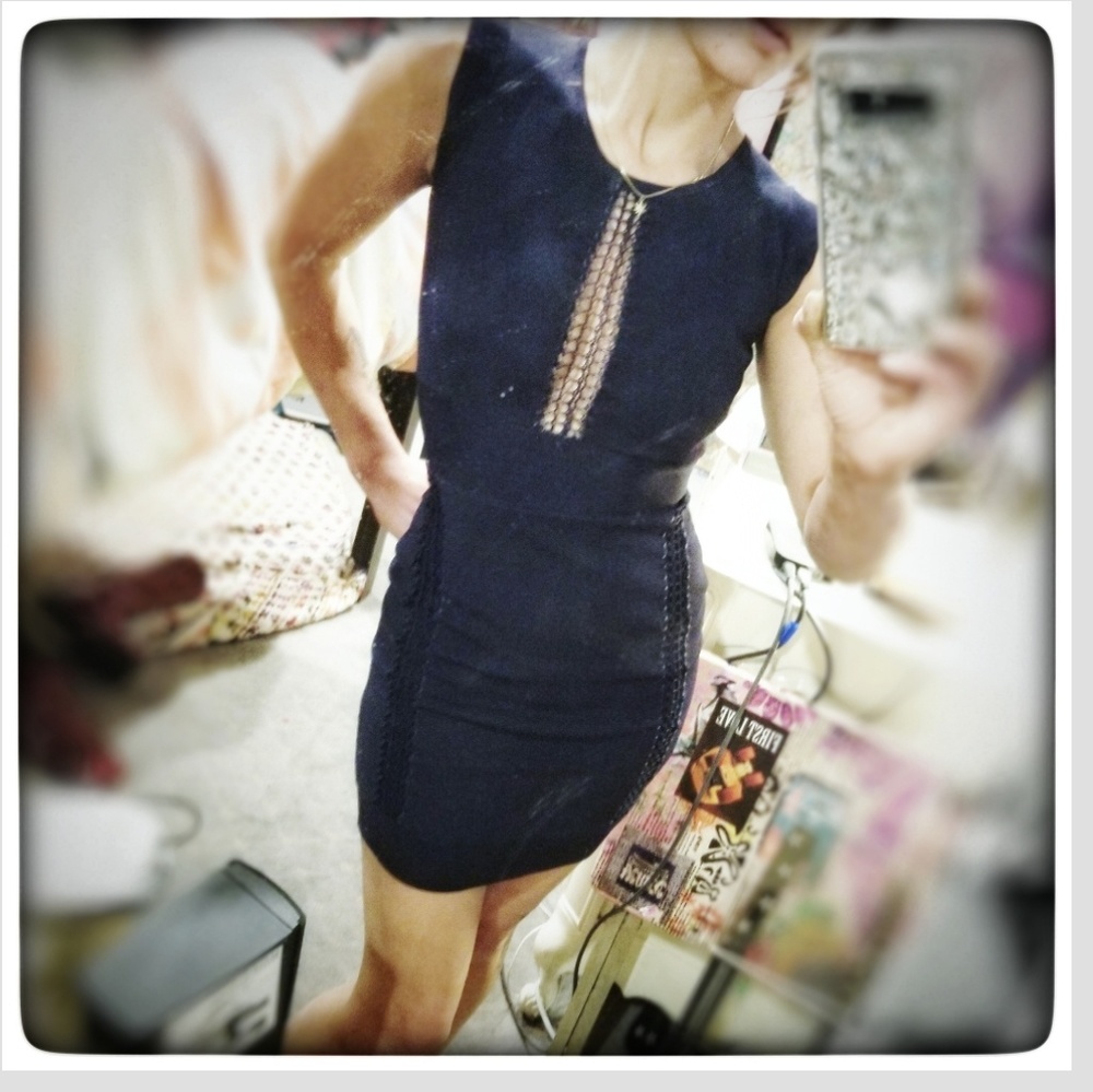 FRENCH CONNECTION Navy Knit Bodycon Dress